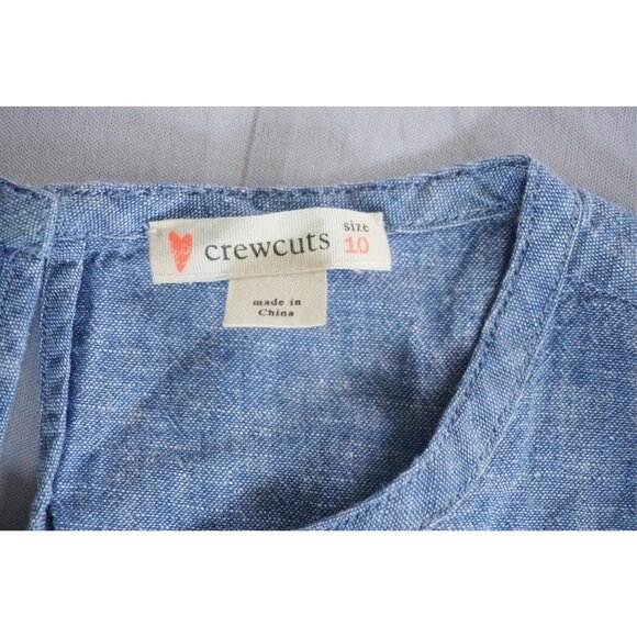 Crewcuts Girls Blue Chambray Peplum Top - Size 10 - Picture 3 of 7